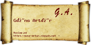 Güns Artúr névjegykártya